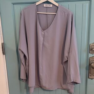 Gray V-Neck Relaxed Blouse